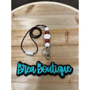 Lace Burgundy Ivory White 20"‎ Lanyard Silicone Bead Lobster Clasp Teacher